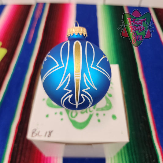 Hand pinstriped/painted glass ornament by Hot Rod Jen