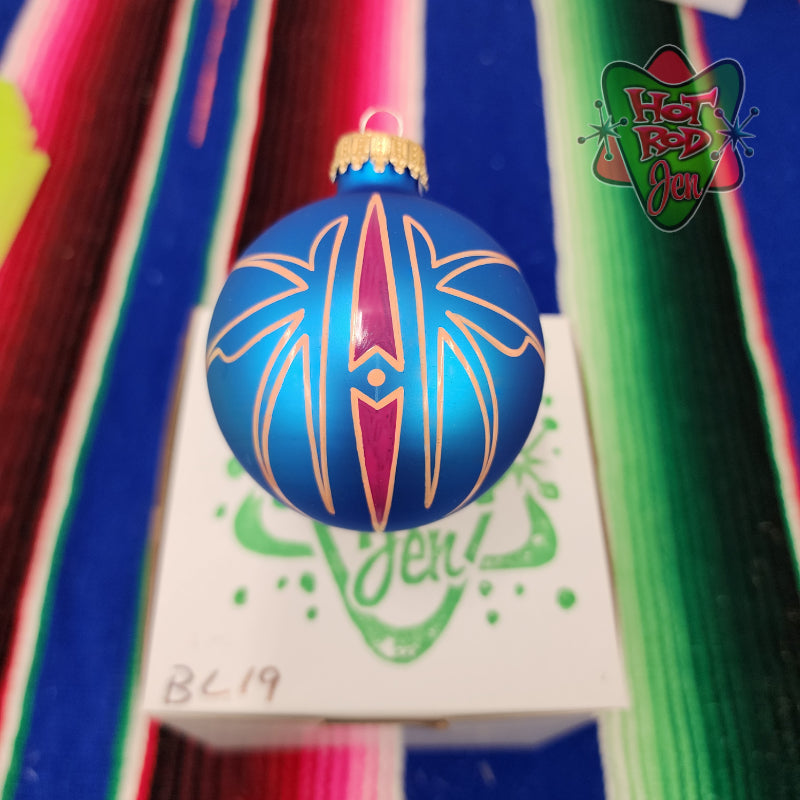 Hand pinstriped/painted glass ornament by Hot Rod Jen