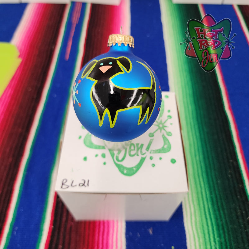 Hand pinstriped/painted glass ornament by Hot Rod Jen