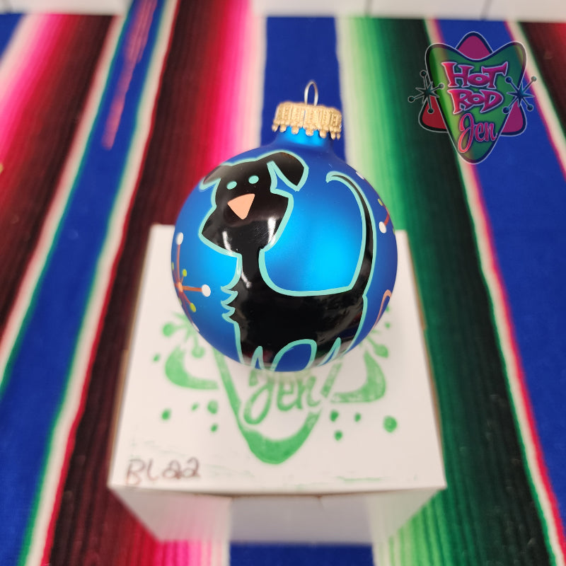 Hand pinstriped/painted glass ornament by Hot Rod Jen