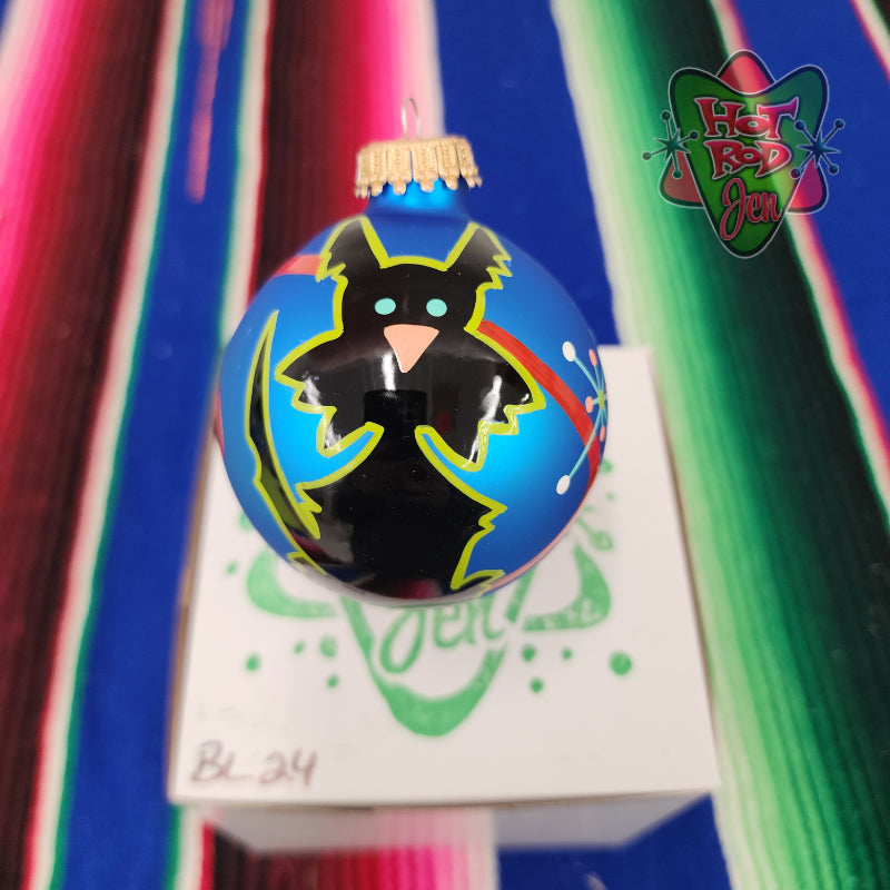 Hand pinstriped/painted glass ornament by Hot Rod Jen