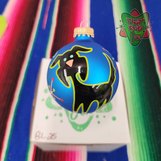 Hand pinstriped/painted glass ornament by Hot Rod Jen