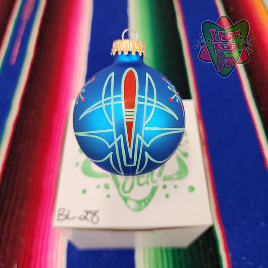 Hand pinstriped/painted glass ornament by Hot Rod Jen