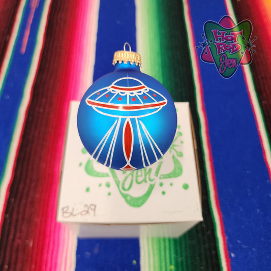 Hand pinstriped/painted glass ornament by Hot Rod Jen