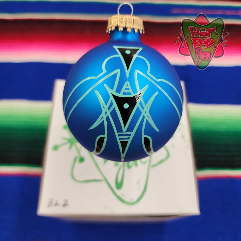 Hand pinstriped/painted glass ornament by Hot Rod Jen