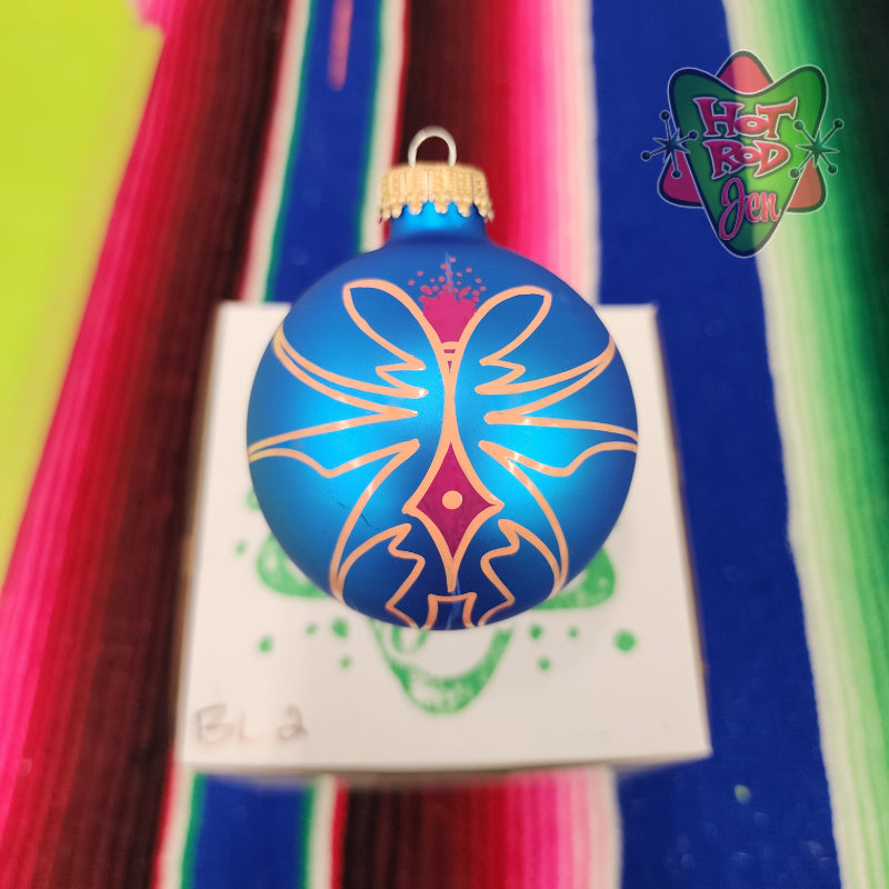 Hand pinstriped/painted glass ornament by Hot Rod Jen