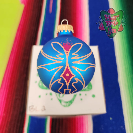 Hand pinstriped/painted glass ornament by Hot Rod Jen