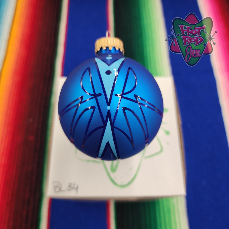 Hand pinstriped/painted glass ornament by Hot Rod Jen