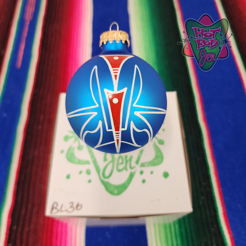 Hand pinstriped/painted glass ornament by Hot Rod Jen