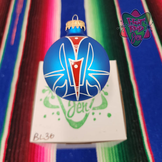 Hand pinstriped/painted glass ornament by Hot Rod Jen