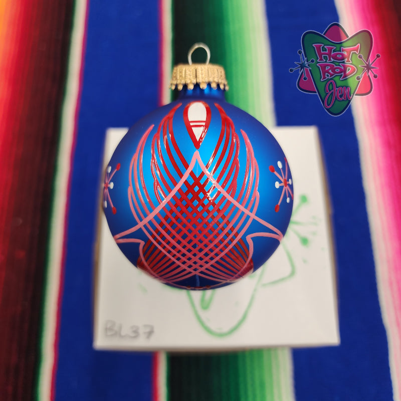 Hand pinstriped/painted glass ornament by Hot Rod Jen