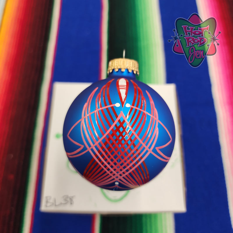 Hand pinstriped/painted glass ornament by Hot Rod Jen