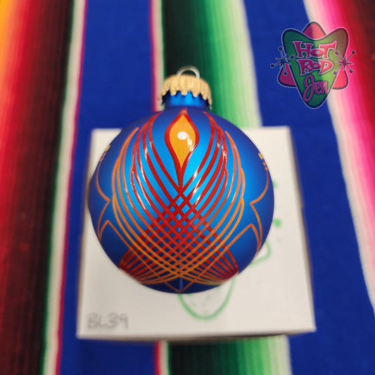 Hand pinstriped/painted glass ornament by Hot Rod Jen