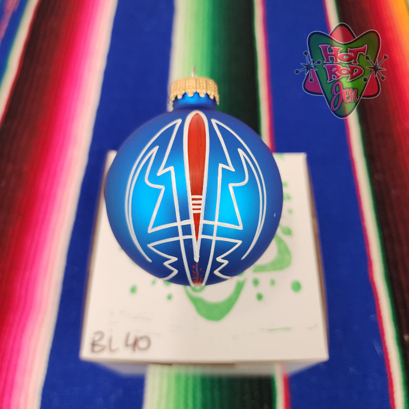 Hand pinstriped/painted glass ornament by Hot Rod Jen