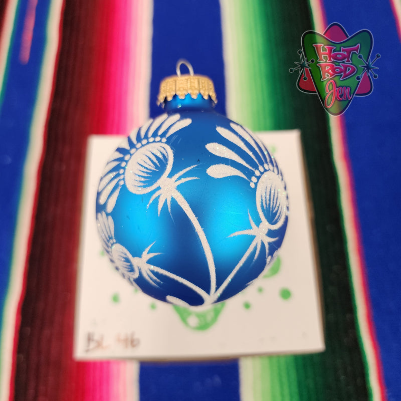 Hand pinstriped/painted glass ornament by Hot Rod Jen