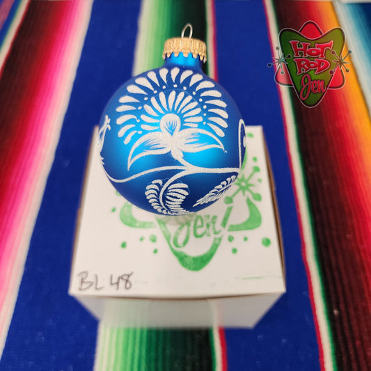 Hand pinstriped/painted glass ornament by Hot Rod Jen