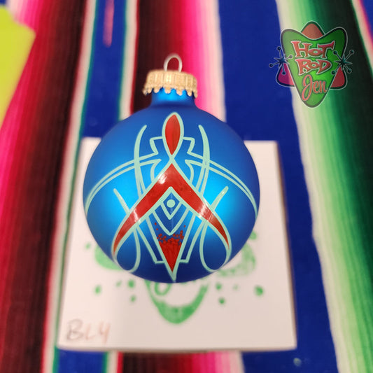 Hand pinstriped/painted glass ornament by Hot Rod Jen