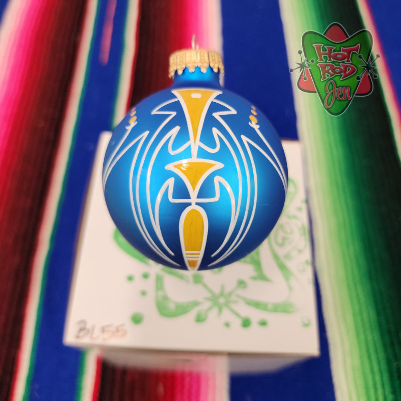 Hand pinstriped/painted glass ornament by Hot Rod Jen