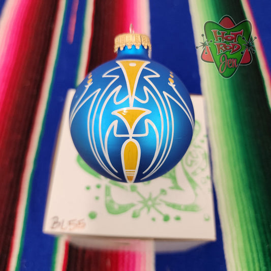 Hand pinstriped/painted glass ornament by Hot Rod Jen