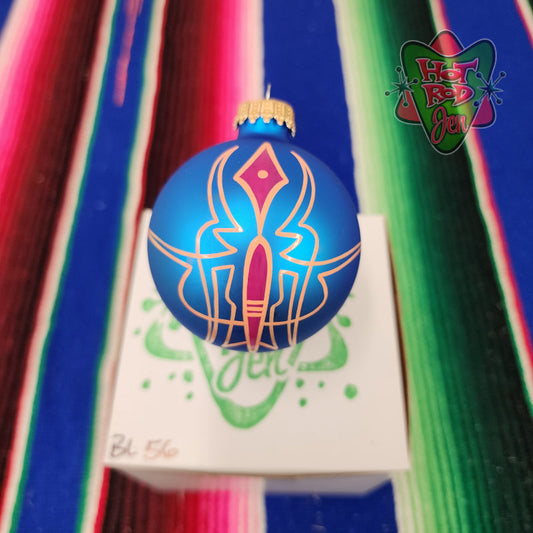 Hand pinstriped/painted glass ornament by Hot Rod Jen