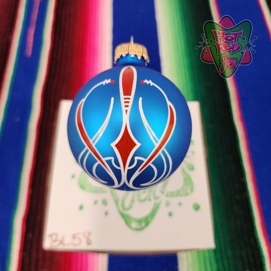 Hand pinstriped/painted glass ornament by Hot Rod Jen