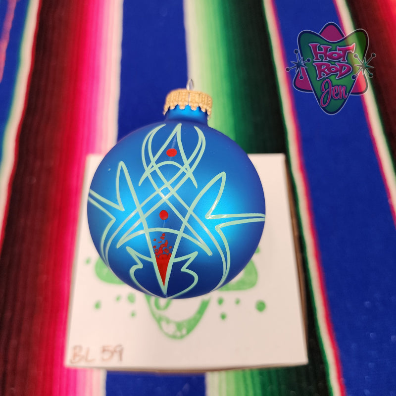 Hand pinstriped/painted glass ornament by Hot Rod Jen