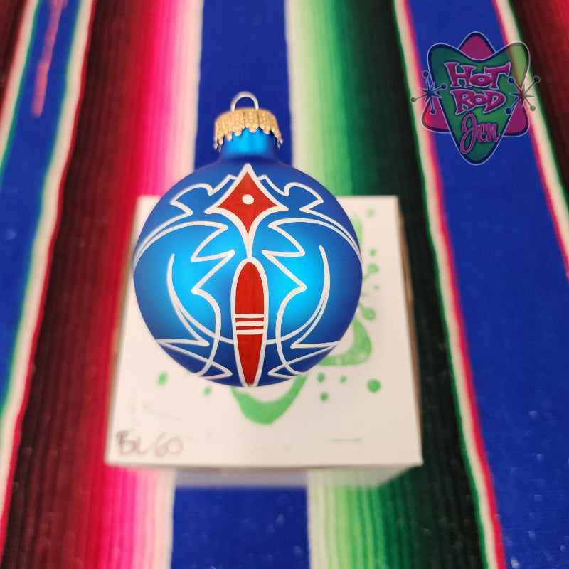 Hand pinstriped/painted glass ornament by Hot Rod Jen