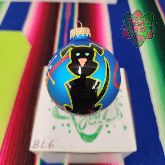 Hand pinstriped/painted glass ornament by Hot Rod Jen