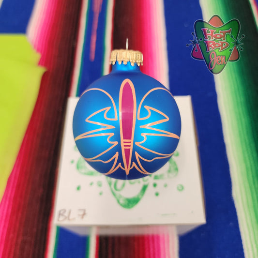 Hand pinstriped/painted glass ornament by Hot Rod Jen