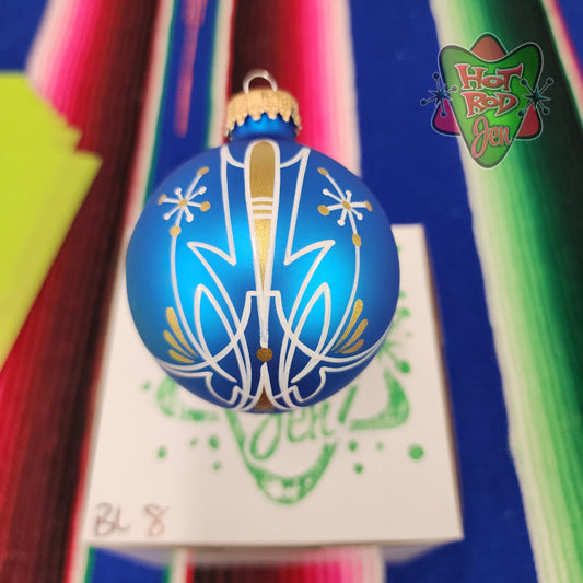 Hand pinstriped/painted glass ornament by Hot Rod Jen