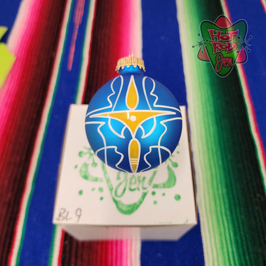 Hand pinstriped/painted glass ornament by Hot Rod Jen