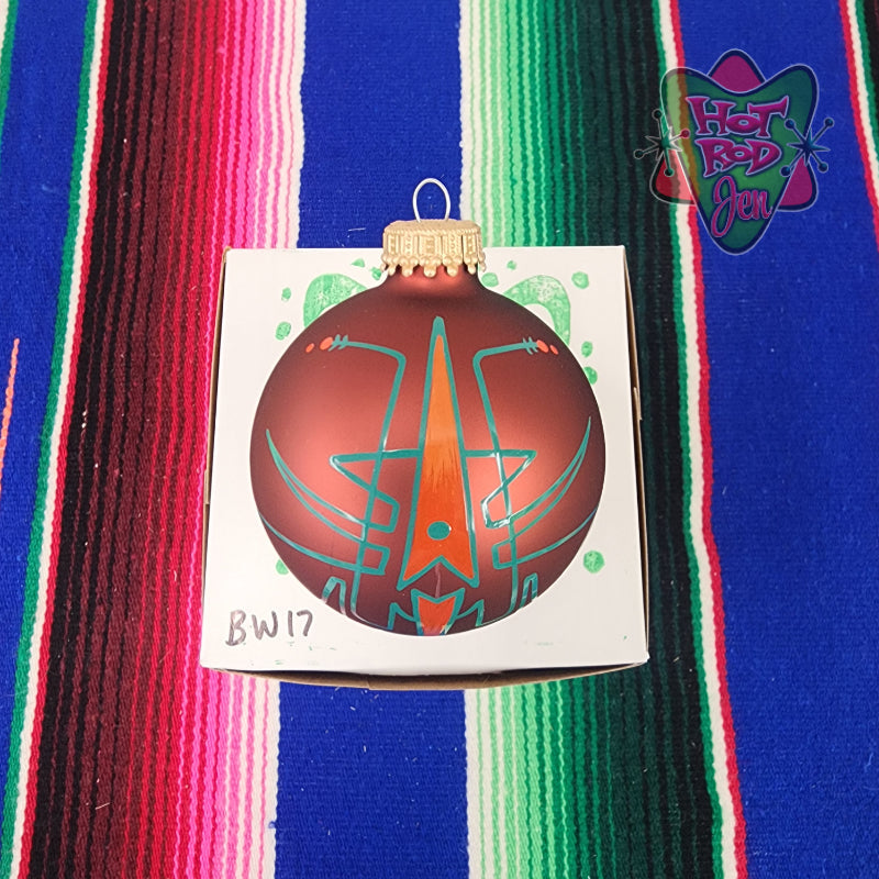 Hand pinstriped/painted glass ornament by Hot Rod Jen