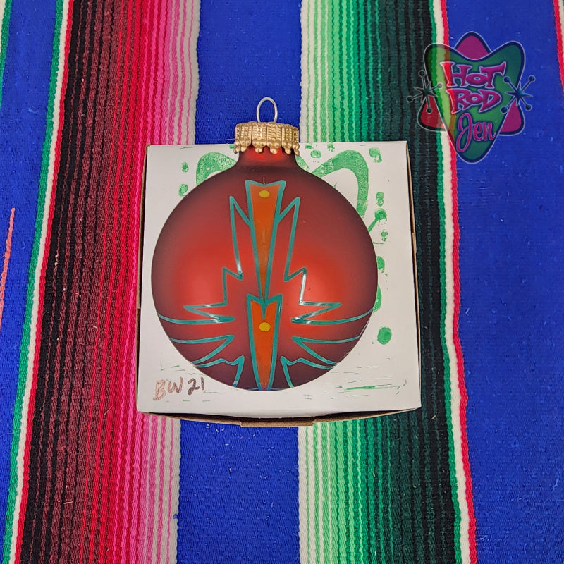 Hand pinstriped/painted glass ornament by Hot Rod Jen