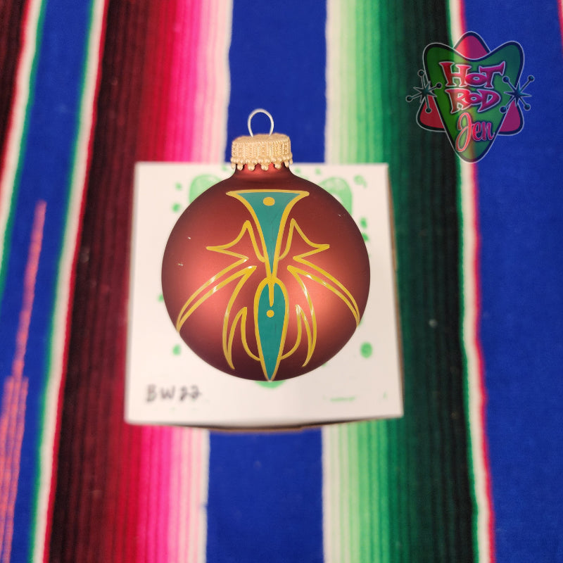 Hand pinstriped/painted glass ornament by Hot Rod Jen