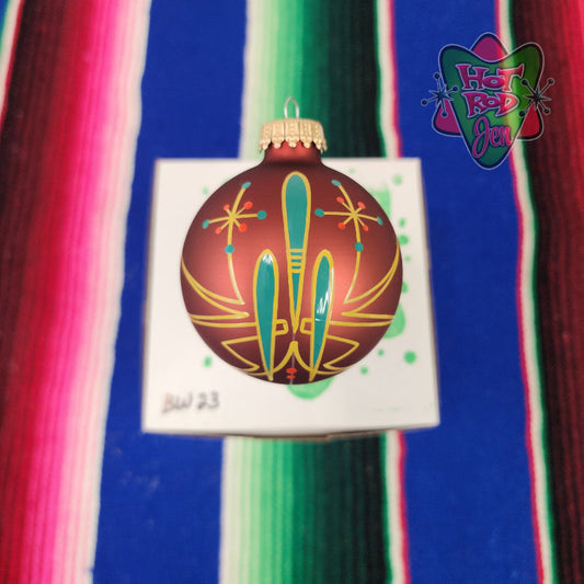 Hand pinstriped/painted glass ornament by Hot Rod Jen