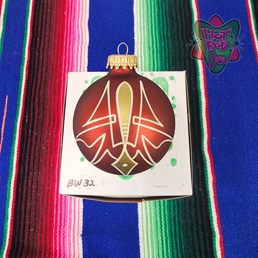 Hand pinstriped/painted glass ornament by Hot Rod Jen