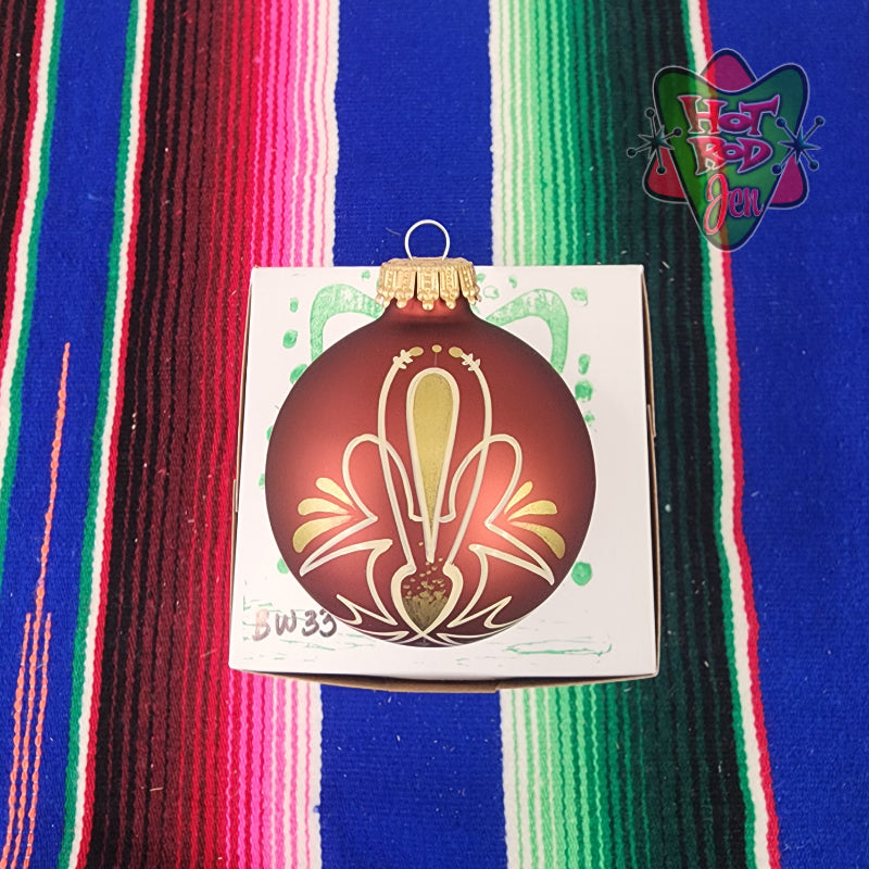 Hand pinstriped/painted glass ornament by Hot Rod Jen