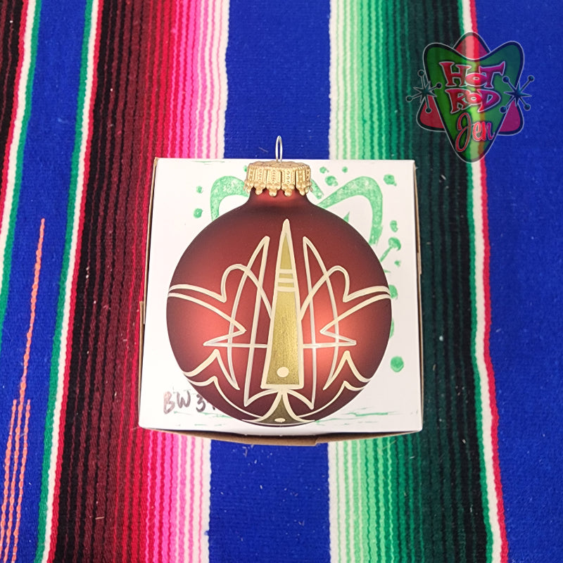 Hand pinstriped/painted glass ornament by Hot Rod Jen