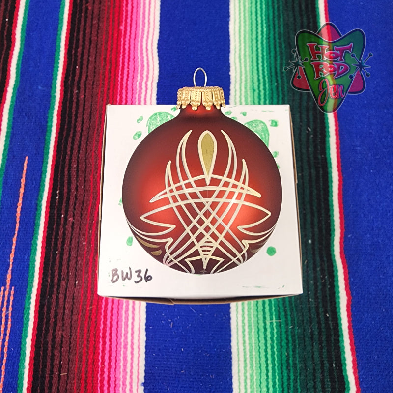 Hand pinstriped/painted glass ornament by Hot Rod Jen