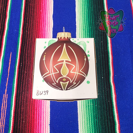 Hand pinstriped/painted glass ornament by Hot Rod Jen