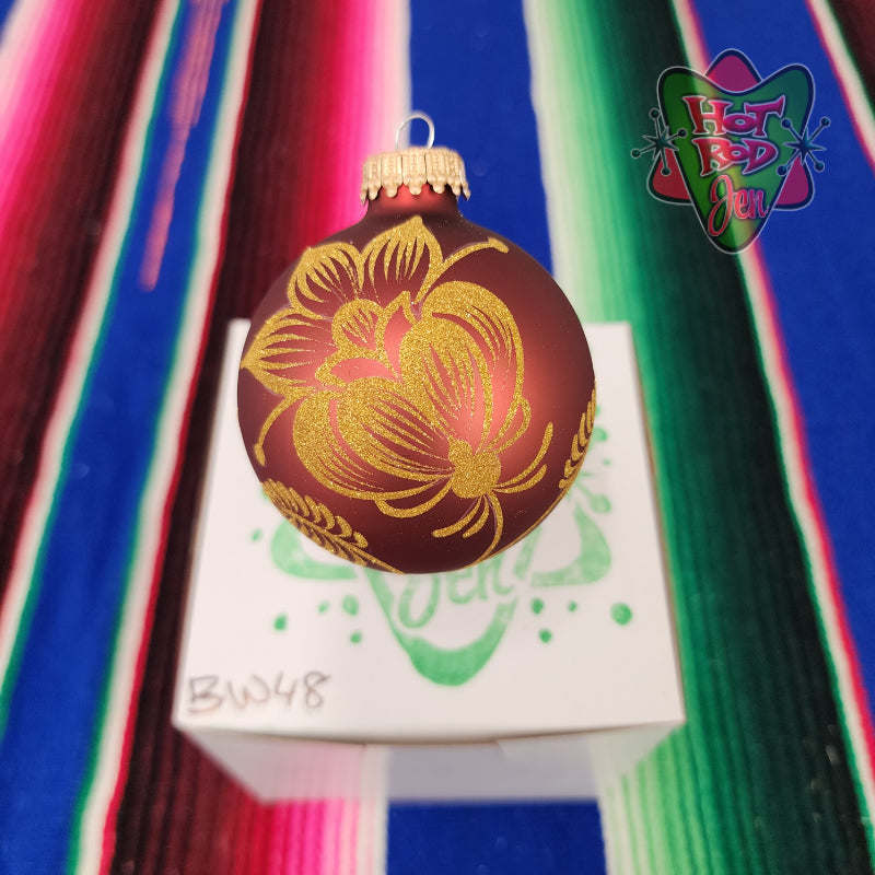 Hand pinstriped/painted glass ornament by Hot Rod Jen