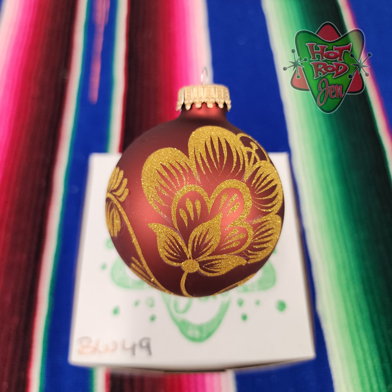 Hand pinstriped/painted glass ornament by Hot Rod Jen