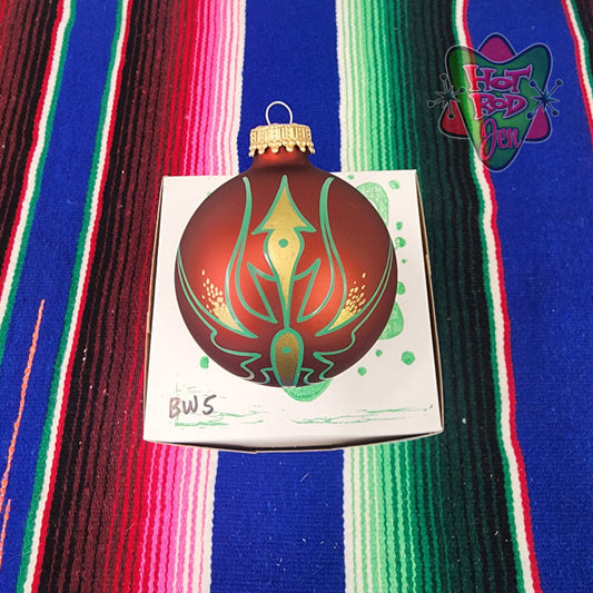 Hand pinstriped/painted glass ornament by Hot Rod Jen