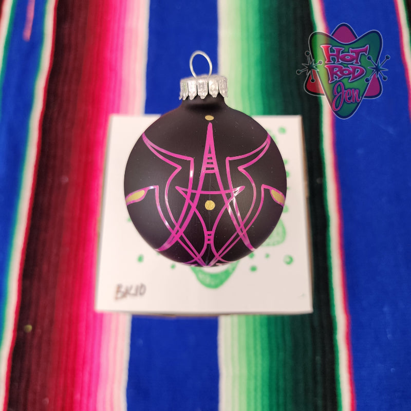 Hand pinstriped/painted glass ornament by Hot Rod Jen