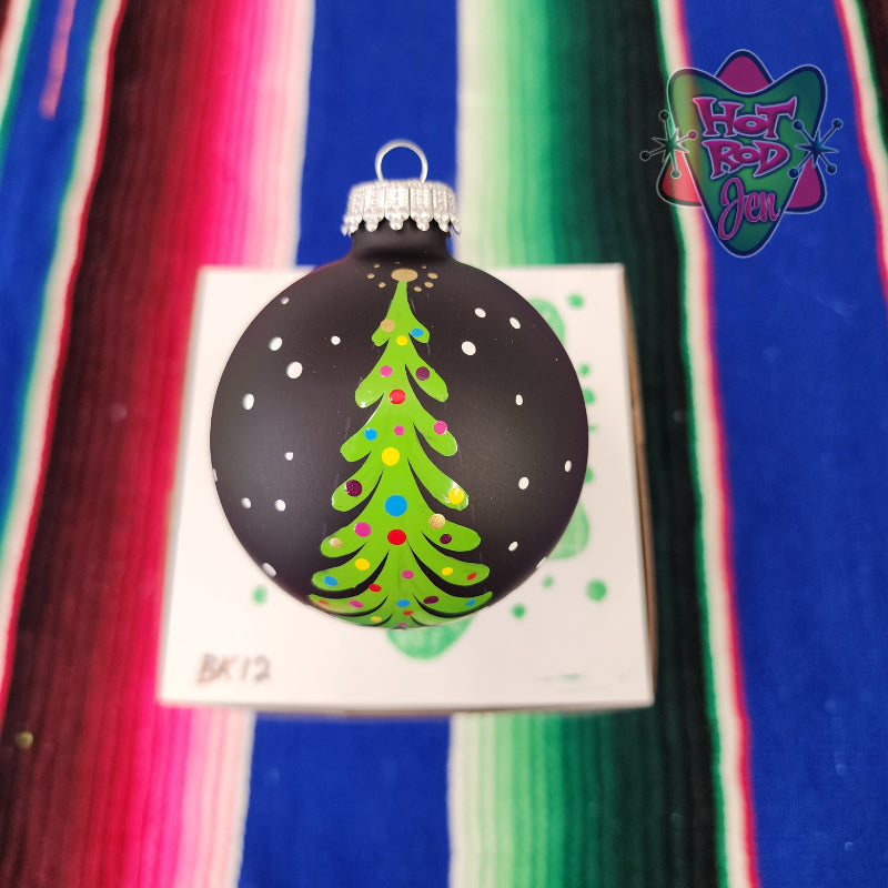 Hand pinstriped/painted glass ornament by Hot Rod Jen