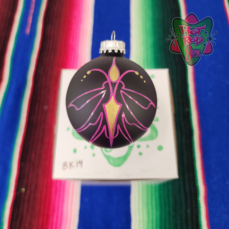 Hand pinstriped/painted glass ornament by Hot Rod Jen