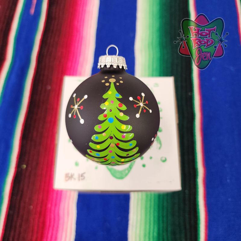 Hand pinstriped/painted glass ornament by Hot Rod Jen