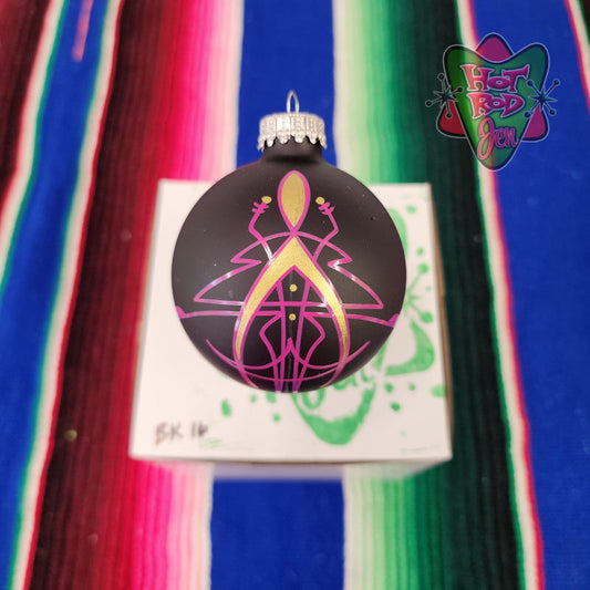 Hand pinstriped/painted glass ornament by Hot Rod Jen