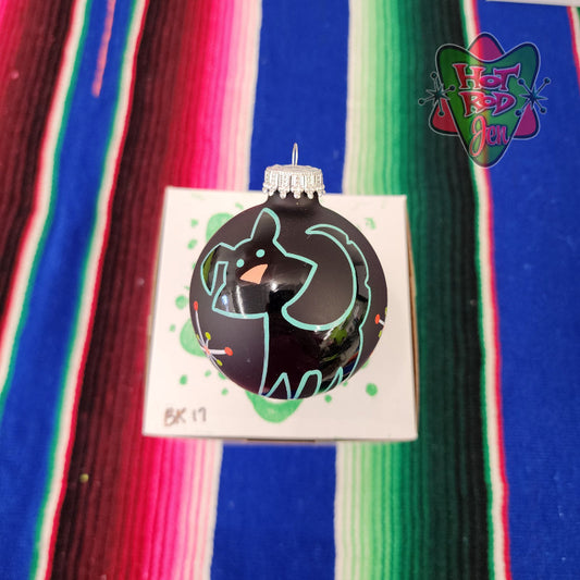 Hand pinstriped/painted glass ornament by Hot Rod Jen