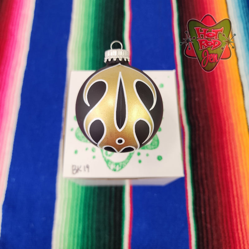 Hand pinstriped/painted glass ornament by Hot Rod Jen